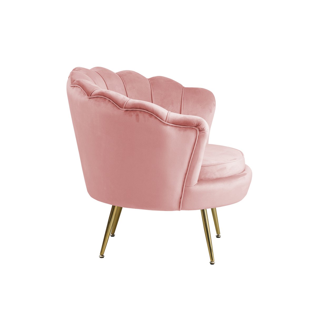 Shell Fauteuil In Fluweel Rose Met Rond Zitvlak En Rug