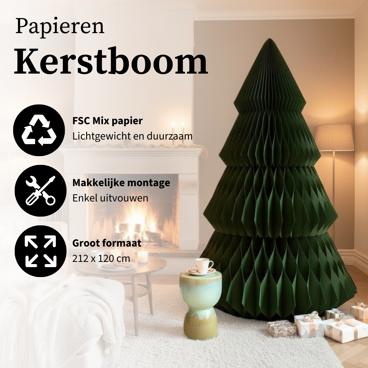 Decoratieve kerstboom papier 120x212 cm groen