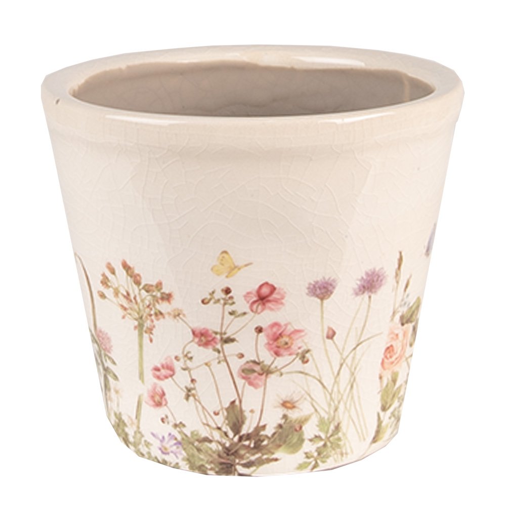 Bloempot Ø 12x10 cm roze beige keramiek