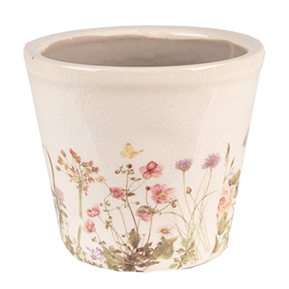 Bloempot Ø 12x10 cm roze beige keramiek