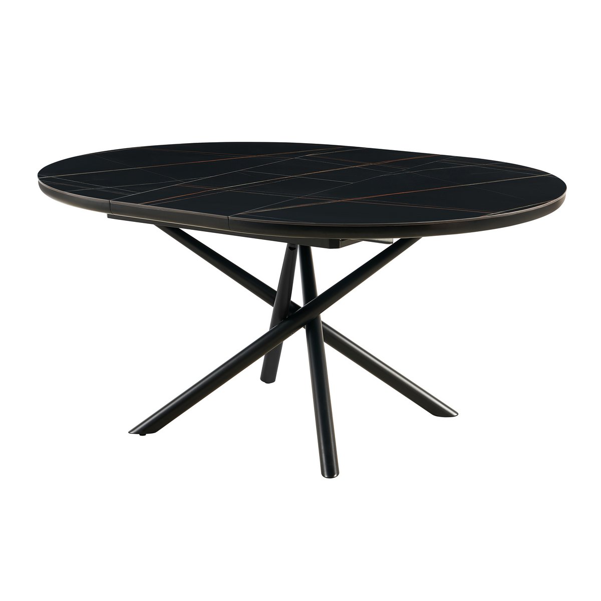Eettafel rond 120 cm uitklapbaar zwart