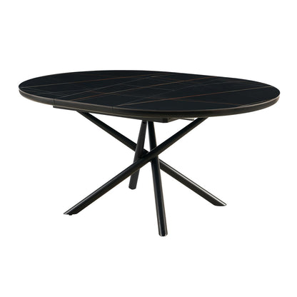 Eettafel rond 120 cm uitklapbaar zwart