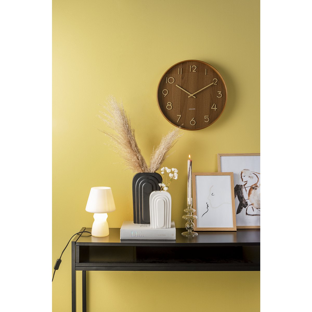Wandklok 40 cm notenhout bruin