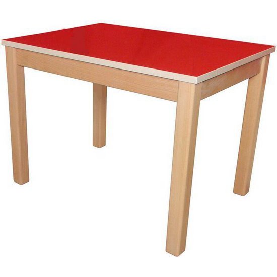 Van Dijk Toys Kinder Tafel Massief Beuken Hpl Rood 46 Cm