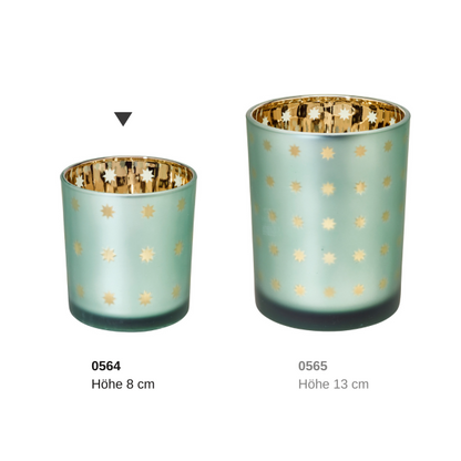 Waxinelichtje Duco H 8cm glas goud zilver