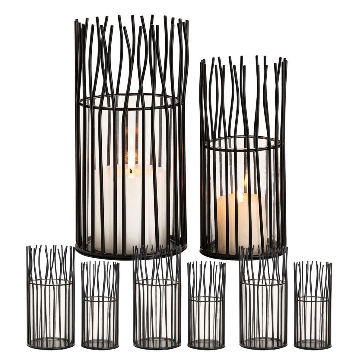 Windlicht 8-Delige Set 2x4 PU Kandelaren Zwart Of Zilver