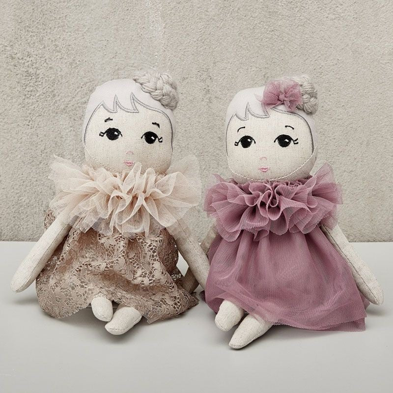 Stoffen pop Fleur 37cm beige roze