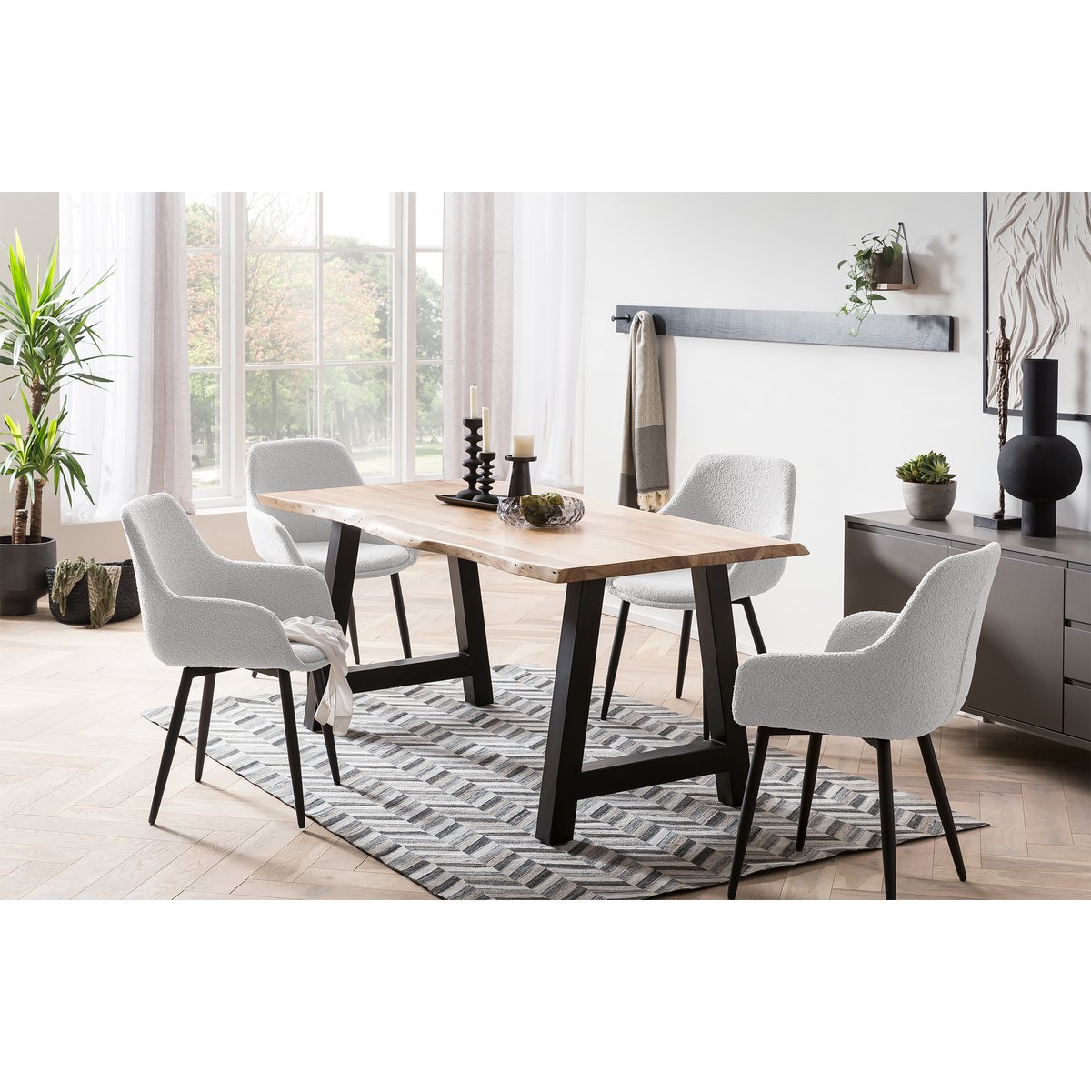 Fauteuil bouclé wit set van 2