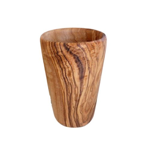 Tandenborstelbeker olijfhout 7x10 cm