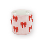 Pot - Flower Pot - Bow - Light Pink/Red - 15.5x15.5x16cm
