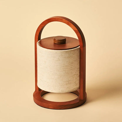 Tafellamp rubberwood Ø18x27 cm dimbaar draadloos