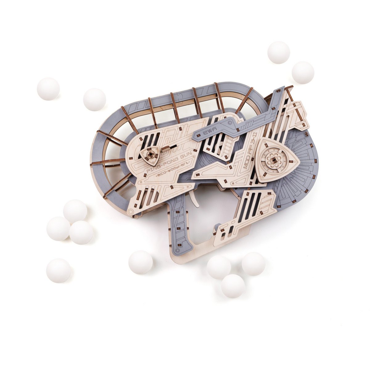 Eco Wood Art 3D Mechanische Puzzel Ping Pong Gun 4189
