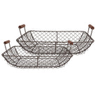 Opbergmand set 2 stuks 40x34x14 / 36x30x13 cm bruin metaal