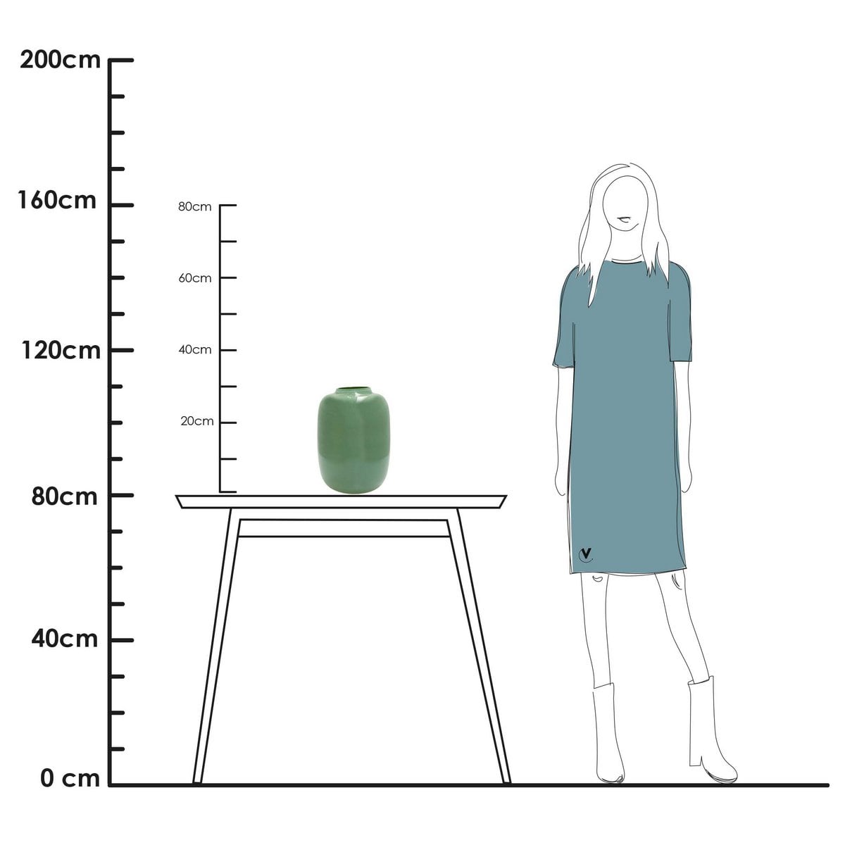 Vaas Artic pastel groen Ø21xH29 cm glas
