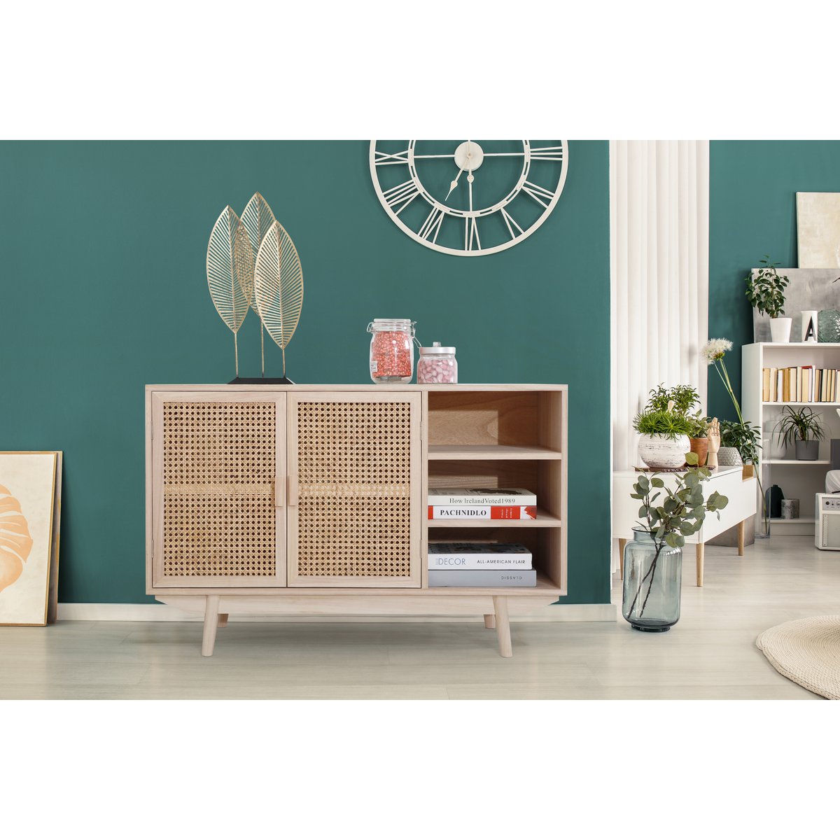 Dressoir 100x36x65 cm rotan MDF Paulownia
