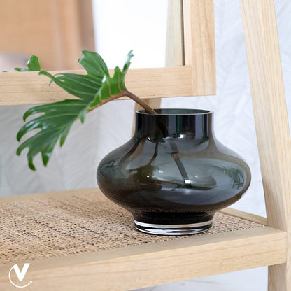 Vaas grijs Ø28 x H28 cm mondgeblazen glas