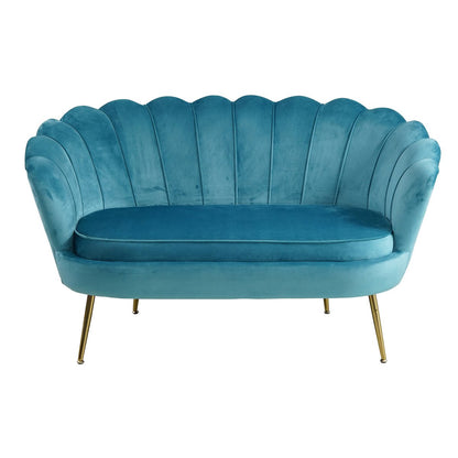 Schelpenbank fluweel blauw 136x77x78 cm