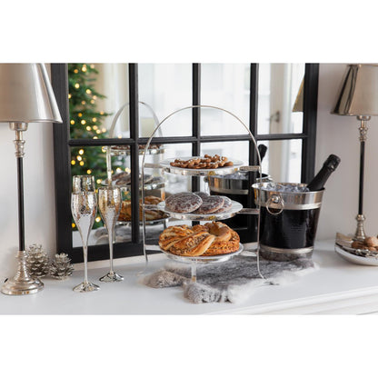 Champagne fluiten set van 2 verzilverd gehamerd 23 cm 200 ml