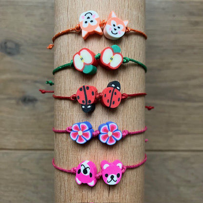 Luna Leena Kinderarmband Lieveheersbeestjes Rood Sluitknoop