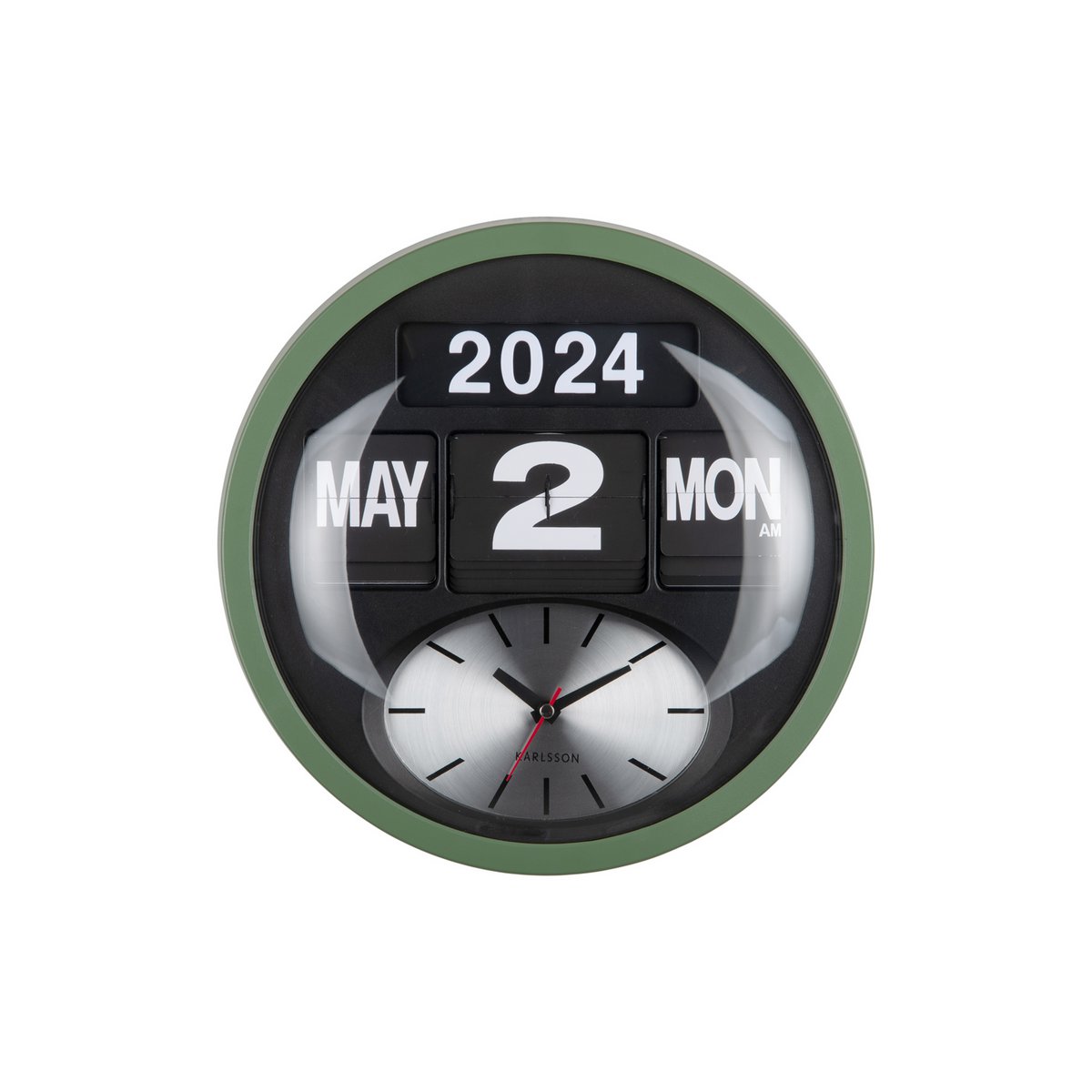 Wandklok Ronde Flip 33 cm groen plastic