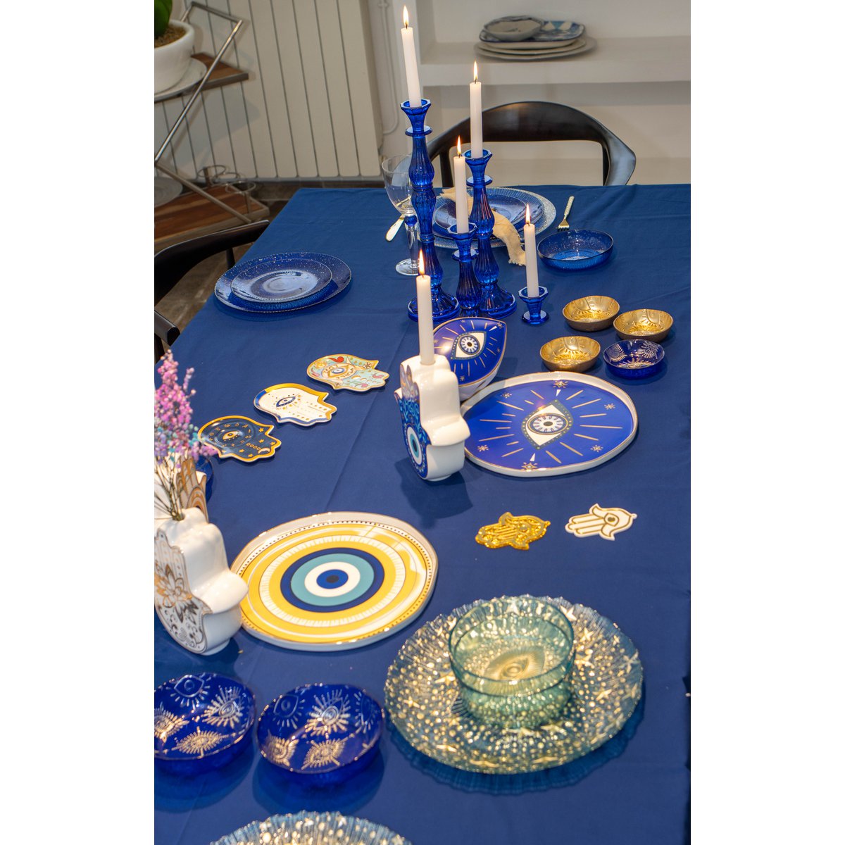 Beker 16.7x10.5x1.5 cm keramiek blauw