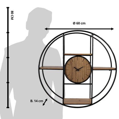 Wandklok Ø 60 cm Bruin Zwart Hout Muurklok