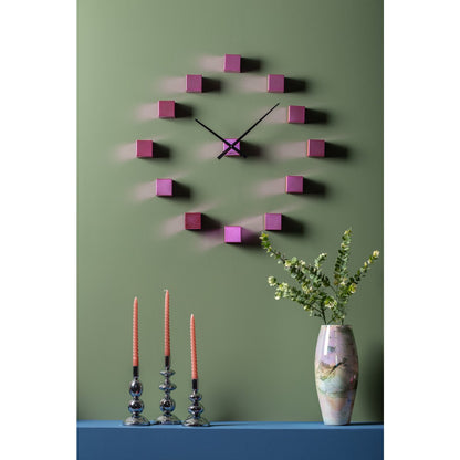 Wandklok 40 cm metallic roze plastic