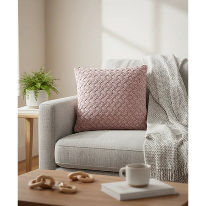 Kussenhoes 45x45 cm gebreid katoen poederige mauve