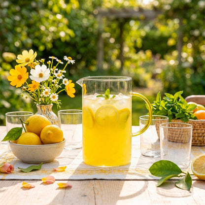 Glass pitcher with yellow handle 1.5L