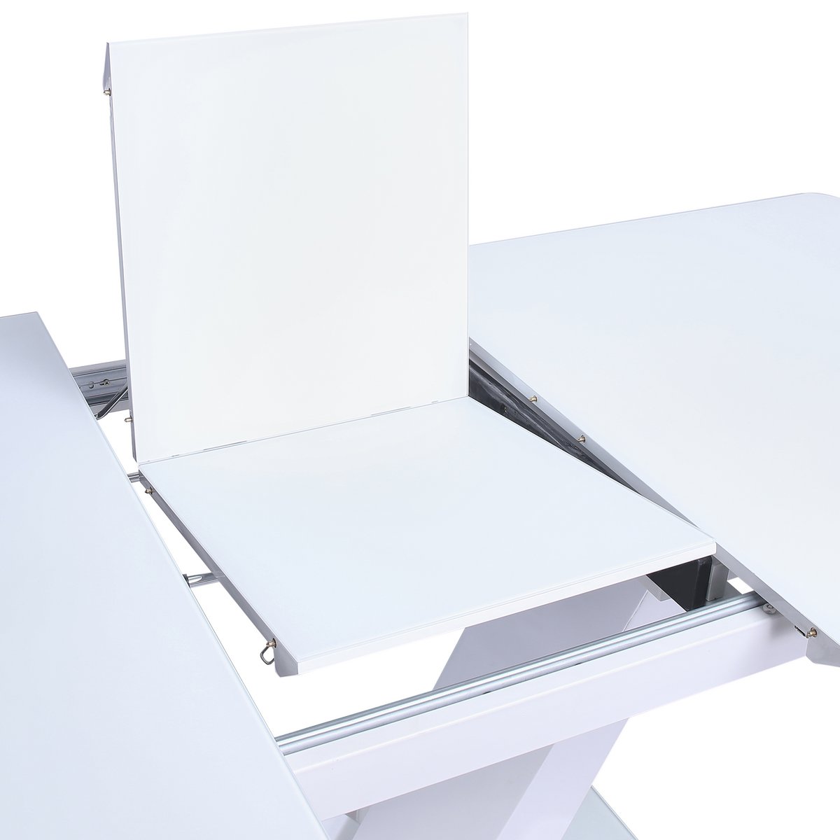 Eettafel 160/200x90 cm wit MDF glas