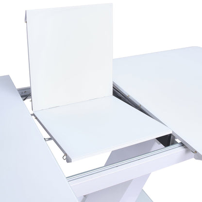 Eettafel 160/200x90 cm wit MDF glas