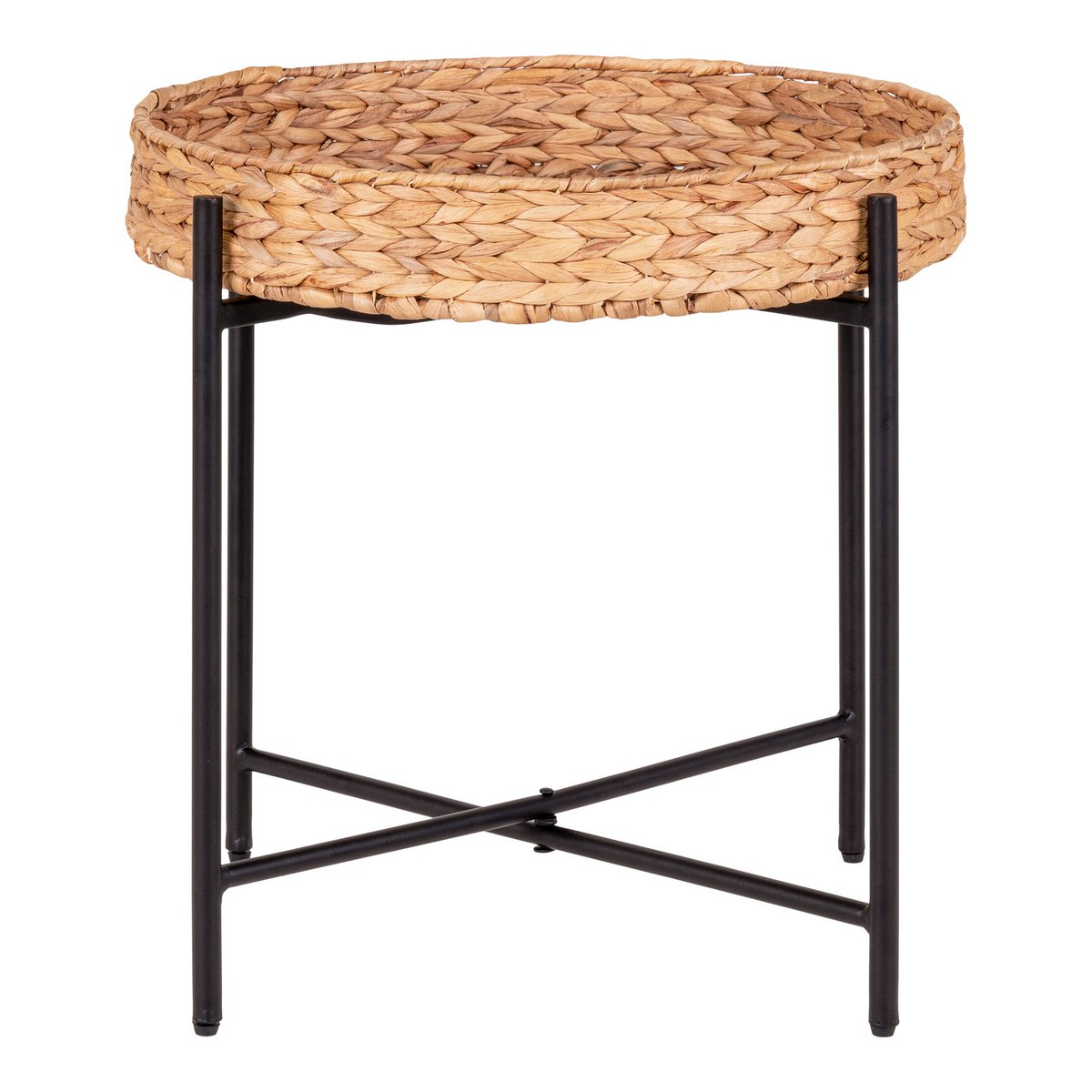 Bijzettafel waterhyacint metaal Ø50x48,5 cm zwart