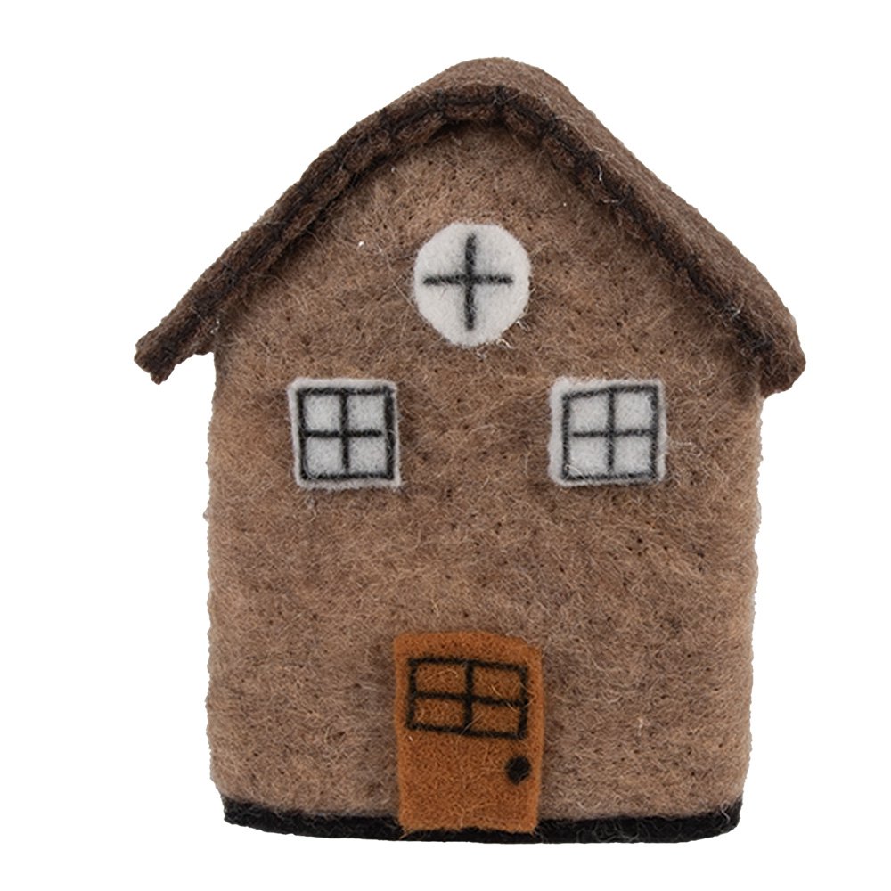 Decoration Figurine House 12x7x14 cm Brown Felt