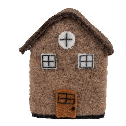 Decoration Figurine House 12x7x14 cm Brown Felt