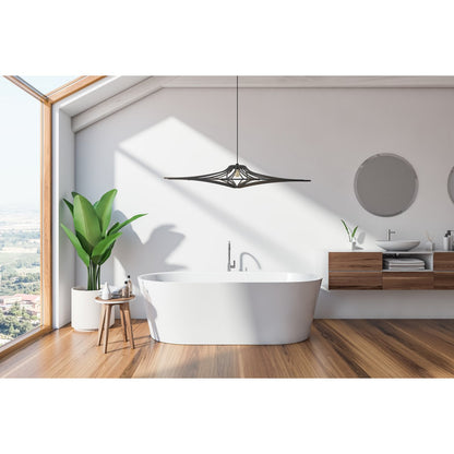 Hanglamp hout 124 cm mat zwart