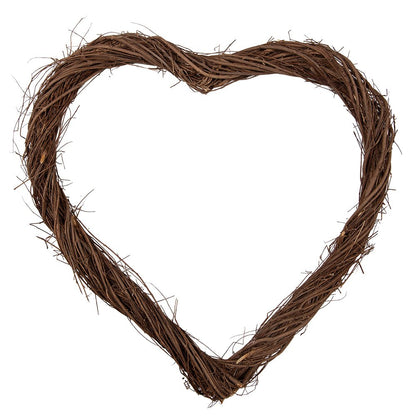 Krans hartvorm 50x50x5 cm bruin rotan