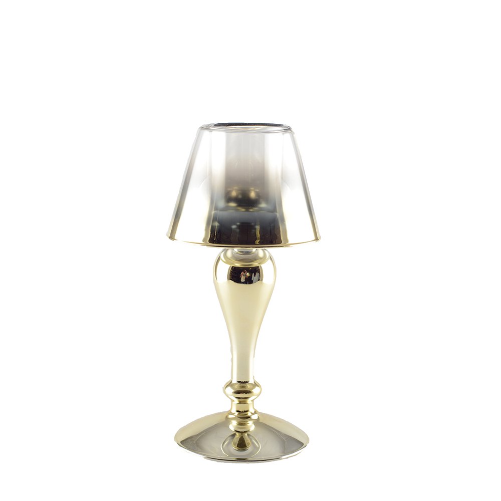 Kandelaar staand goud glas 12.5x12.5x25 cm