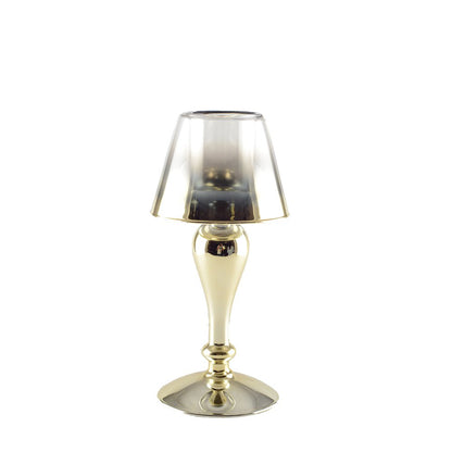 Kandelaar staand goud glas 12.5x12.5x25 cm