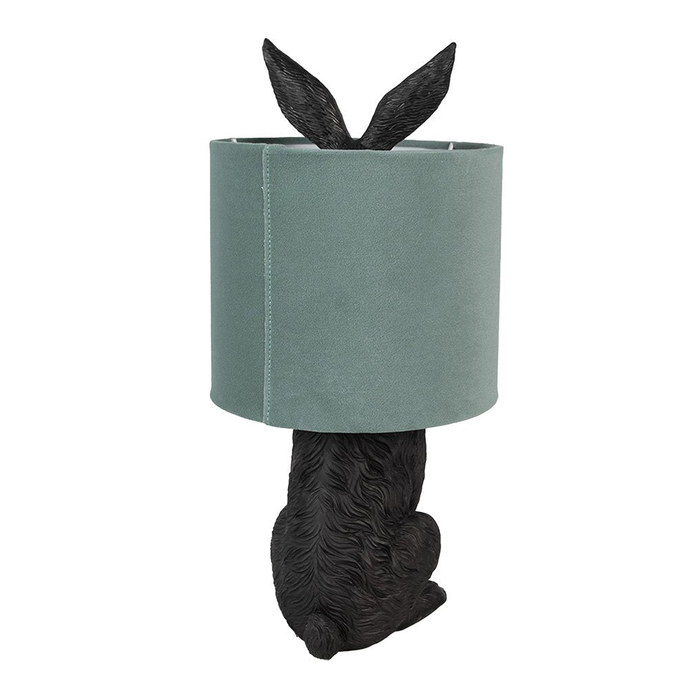 Tafellamp konijn 43 cm zwart groen kunststof