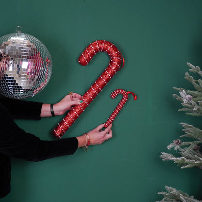 Kerstdecoratie zuurstok schuim rood 52 cm