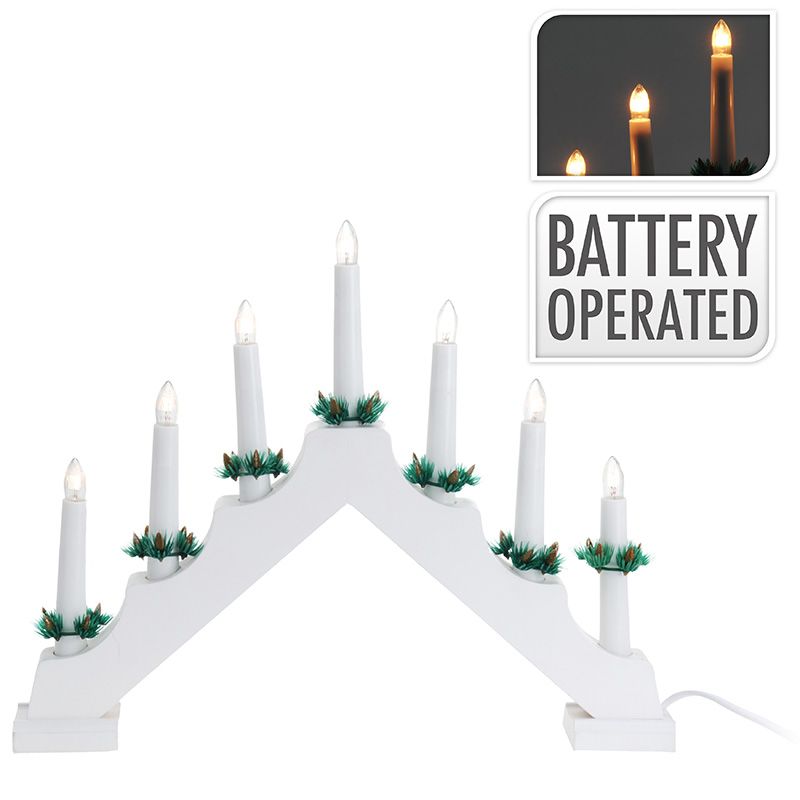 Kaarsenbrug Hout - 7Led - Met Timer