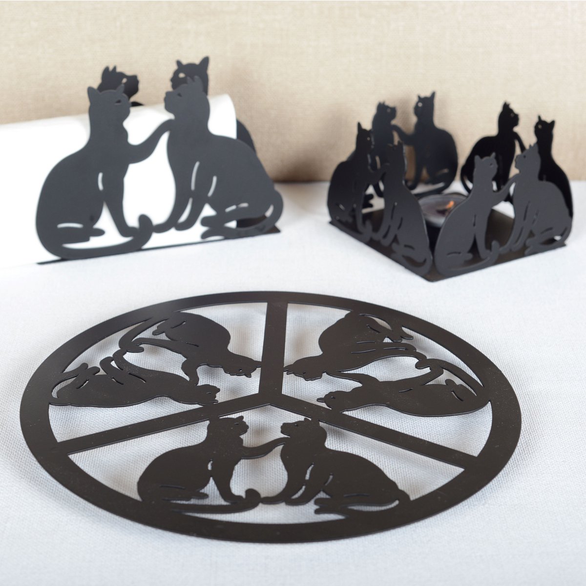 Kattenschotel metaal 22x22x1 cm zwart