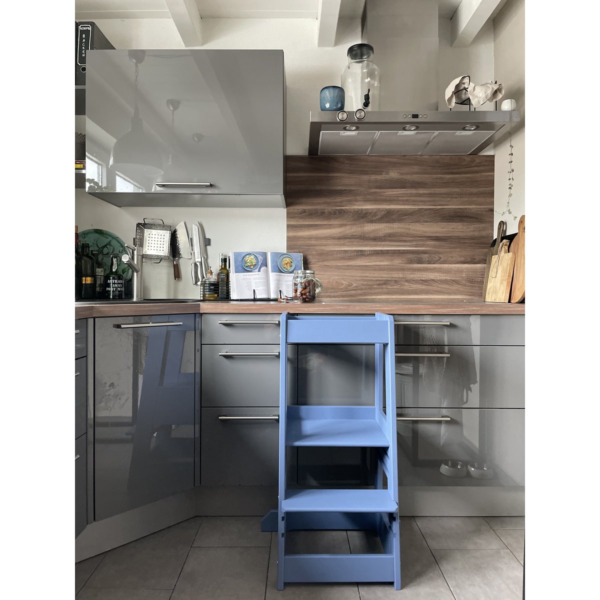 tiSsi® learning tower FELIX beech DOVE BLUE