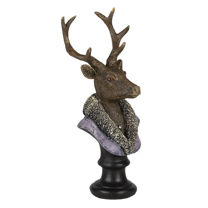 Beeld hert 10x9x23 cm polyresin bruin paars