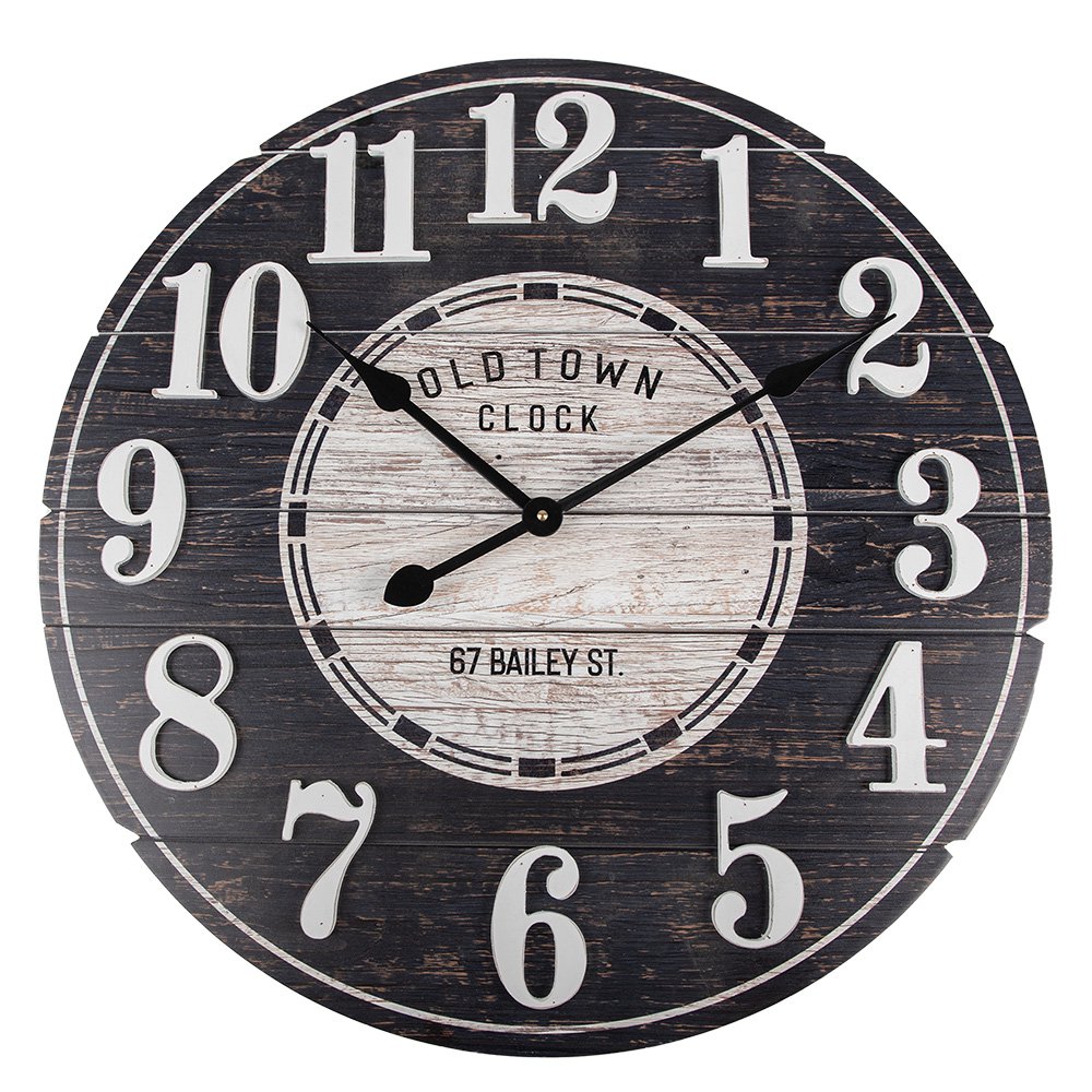 Wandklok hout 59 cm zwart