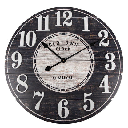 Wandklok hout 59 cm zwart