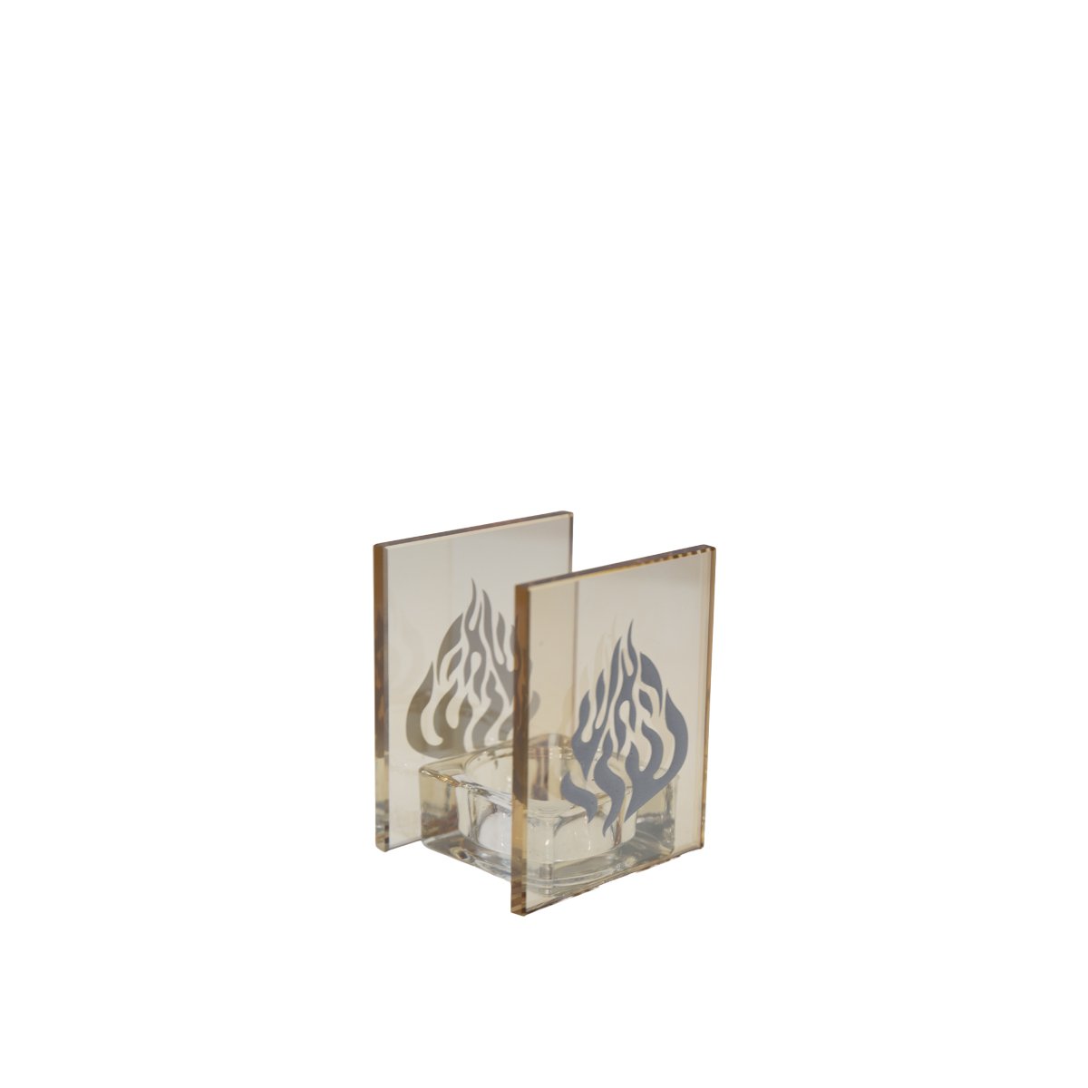 Kandelaar glas wit 7x6.5x9 cm