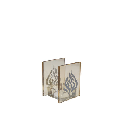Kandelaar glas wit 7x6.5x9 cm