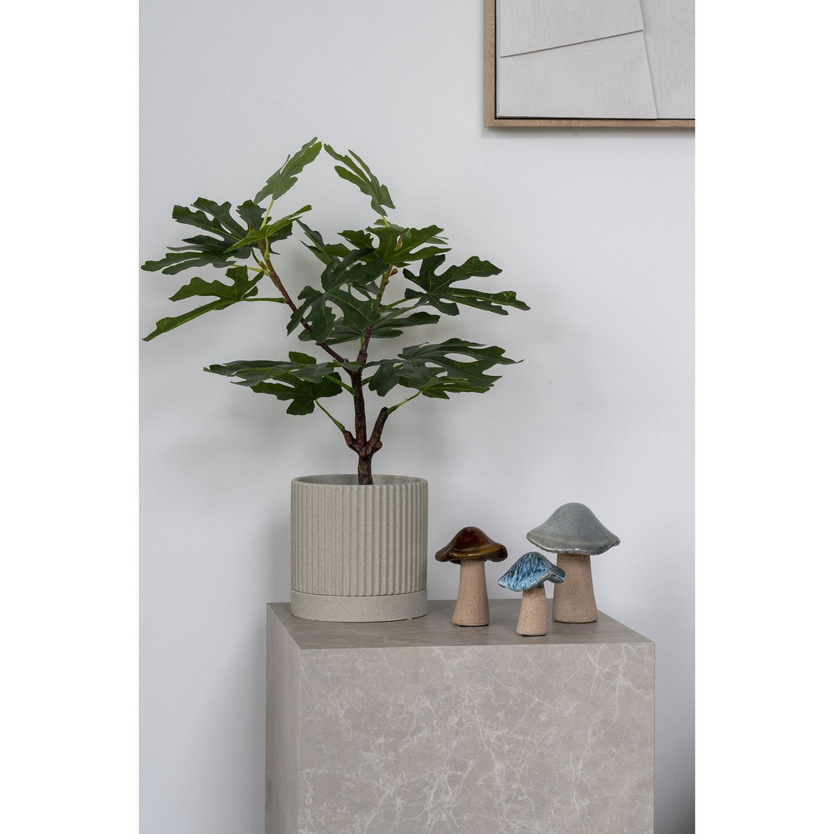 Decoratie paddestoelen keramiek 3 stuks blauw groen bruin