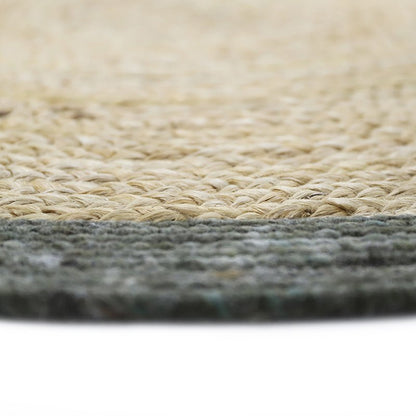 Vloerkleed jute wol Ø110 cm olijfgroen